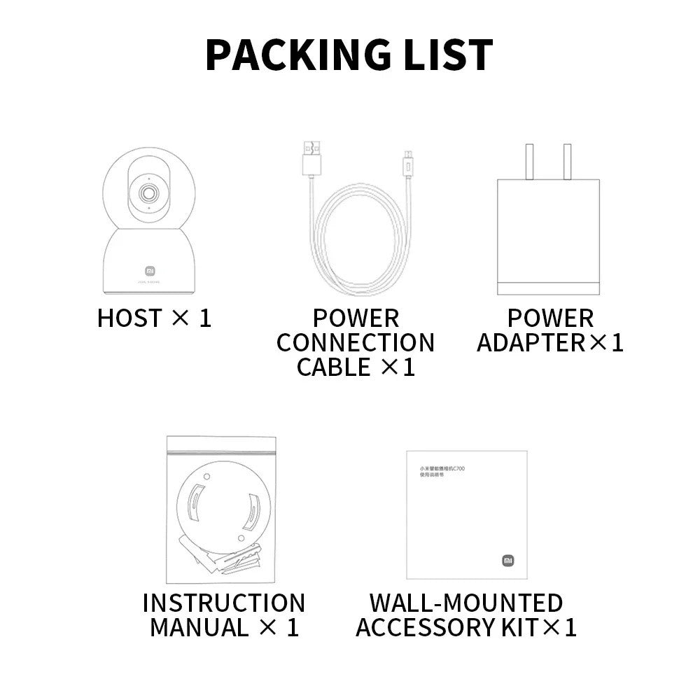 XIAOMI C700 4K Smart Camera Full Color Night Vision WiFi Surveillance Camera for Home Security, CN Plug (Chinese Version)