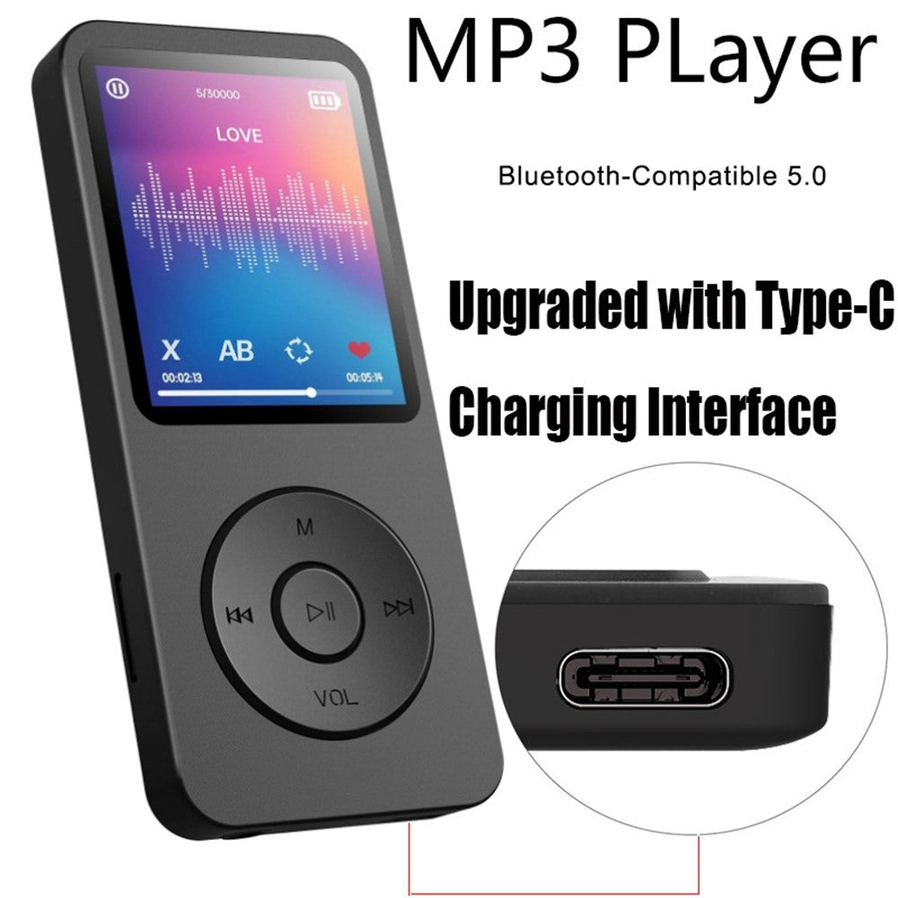 T1 1,8 tommer skærm bærbar MP4-musikafspiller Bluetooth-kompatibel e-bog FM-radio (uden TF-kort)