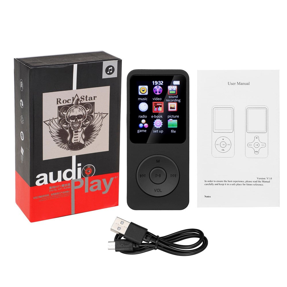 T1 1,8 tommer skærm bærbar MP4-musikafspiller Bluetooth-kompatibel e-bog FM-radio (uden TF-kort)