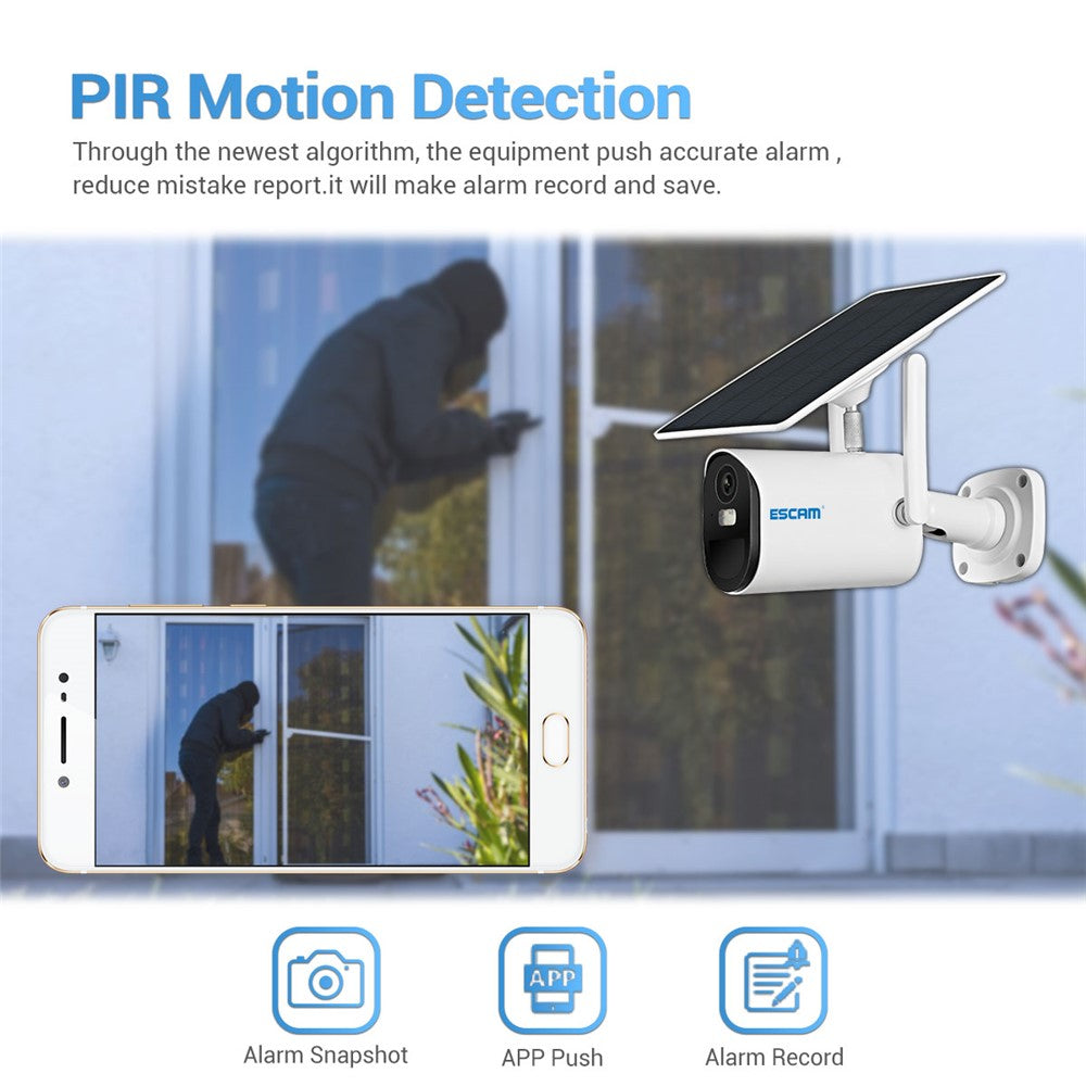ESCAM QF290 Solar WiFi Camera 1080P Waterproof Security Camera Solar Panel Battery Powered with IR Night Vision