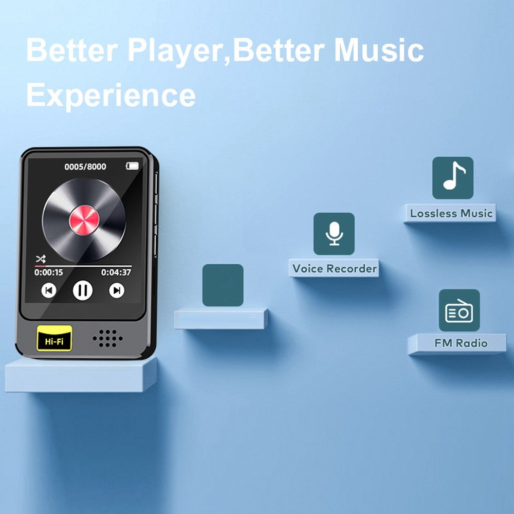 T5 1.77 Inch Touch Screen MP4 Player Bluetooth-Compatible Radio E-Book Reader Voice Recorder (With 64G TF Card)