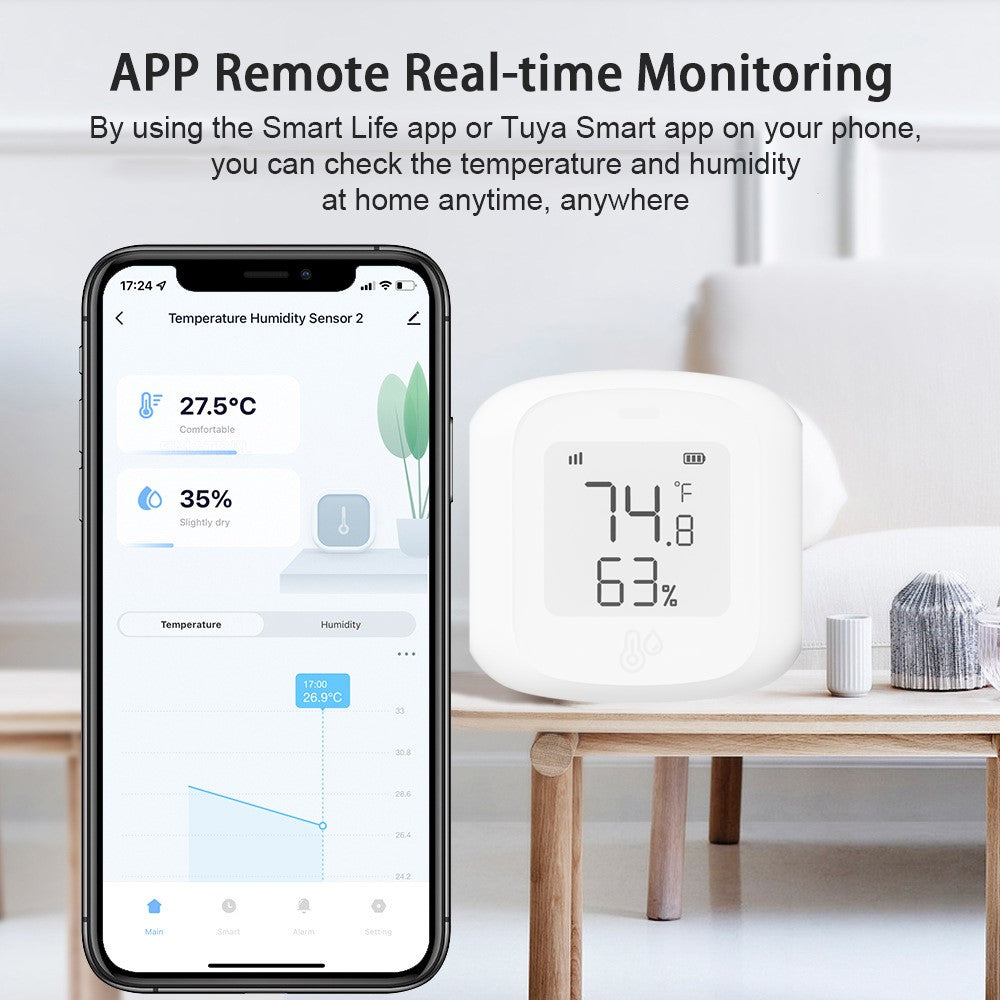 Tuya WiFi  /  Zigbee Smart Temperature Humidity Sensor Real Time Monitoring High Precision Digital Detector