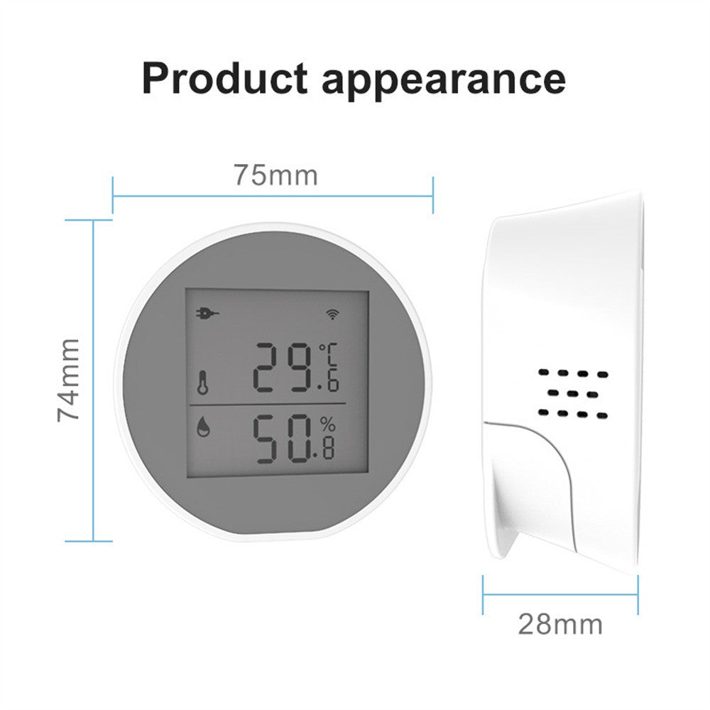 WSD400H WiFi Temperature Humidity Sensor Abnormal Alarm Real Time Monitor Compatible with Alexa  /  Google Assistant (No Battery)