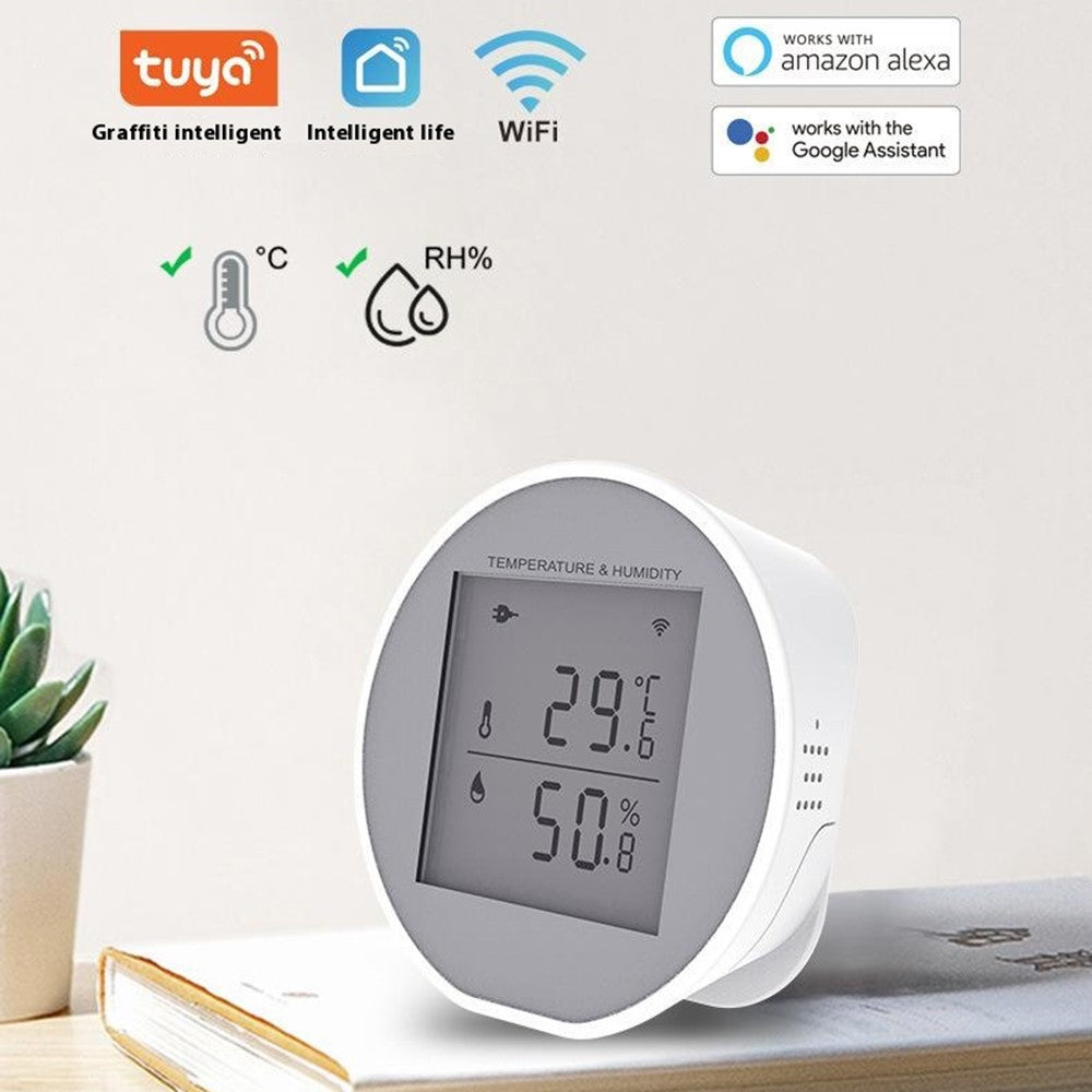WSD400H WiFi Temperature Humidity Sensor Abnormal Alarm Real Time Monitor Compatible with Alexa  /  Google Assistant (No Battery)