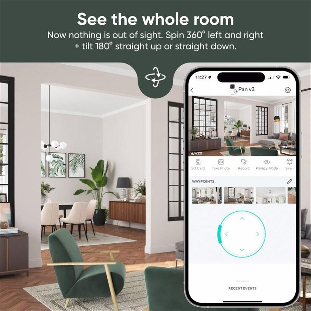T200 1080P Smart WiFi Security Camera 360 Degree Pan Tilt Motion Tracking Night Vision Cam