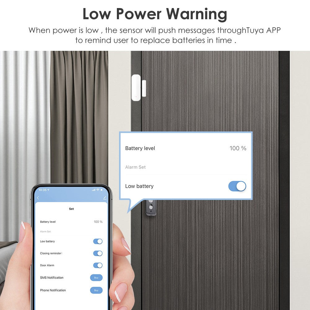 DW10 Tuya WiFi Door Window Sensor Smart Alarm Security System Intrusion Detector Scene Linkage Trigger