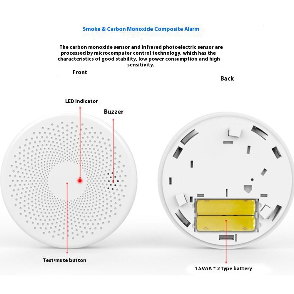 SMCO01 Smart Home Tuya WiFi Smoke Detector Carbon Monoxide Alarm Wireless Sensor with Flash Light