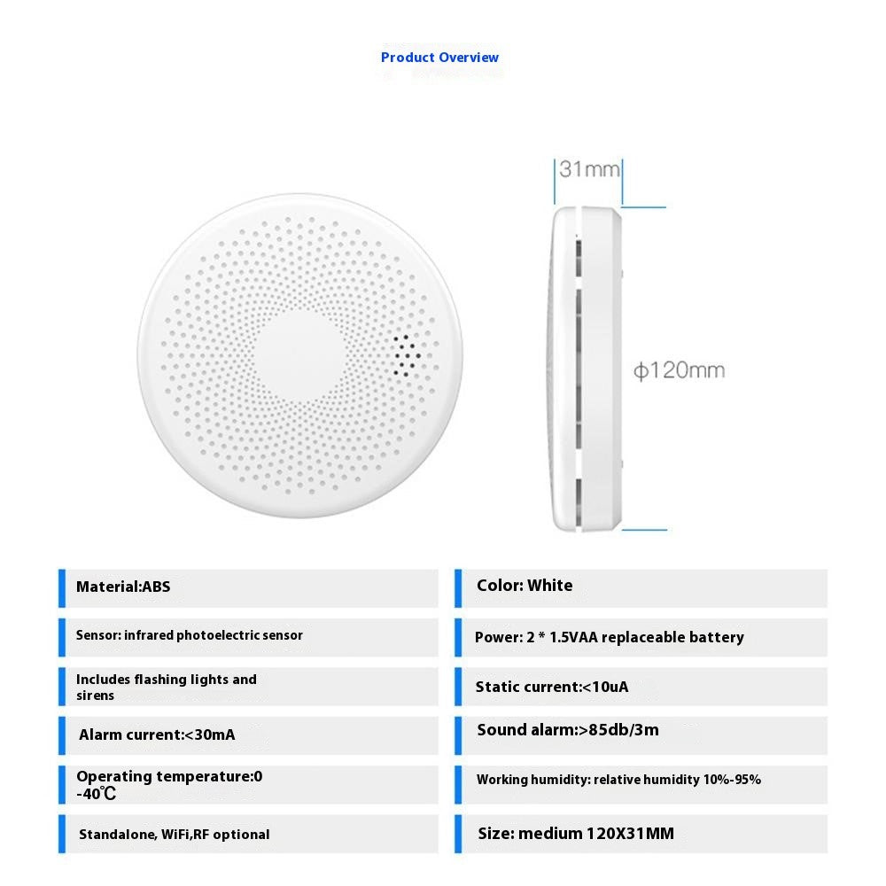 SMCO01 Smart Home Tuya WiFi Smoke Detector Carbon Monoxide Alarm Wireless Sensor with Flash Light