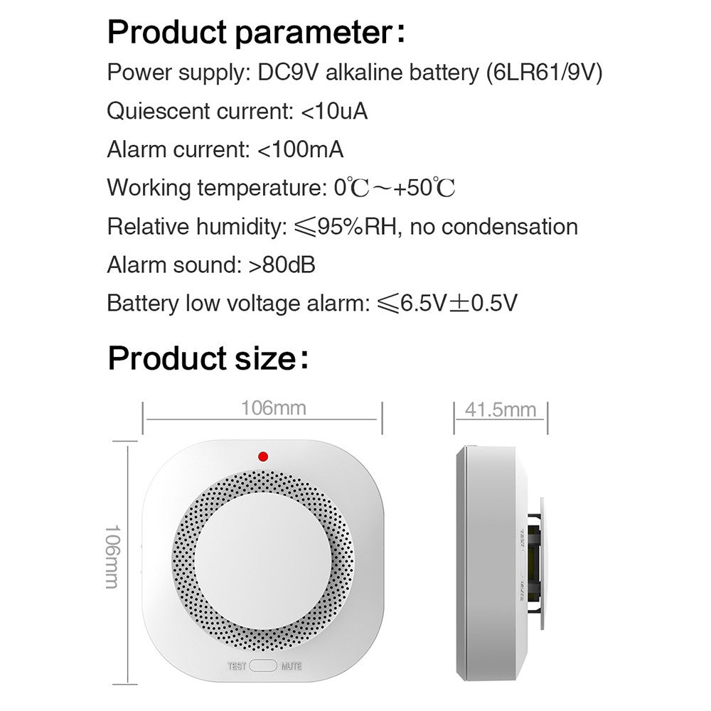 SM441W WiFi Smoke Detector Smart Home Alarm System Multi-Scene Smoke Sensor