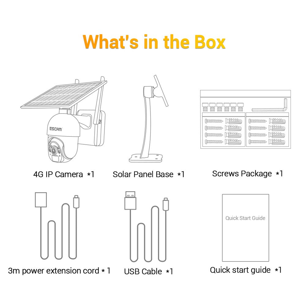 ESCAM QF450 1080P Cloud Storage 4G PIR Alarm Dome Pan/Tilt CCTV IP Camera with Solar Panel