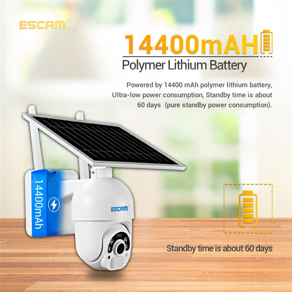 ESCAM QF450 1080P Cloud Storage 4G PIR Alarm Dome Pan/Tilt CCTV IP Camera with Solar Panel