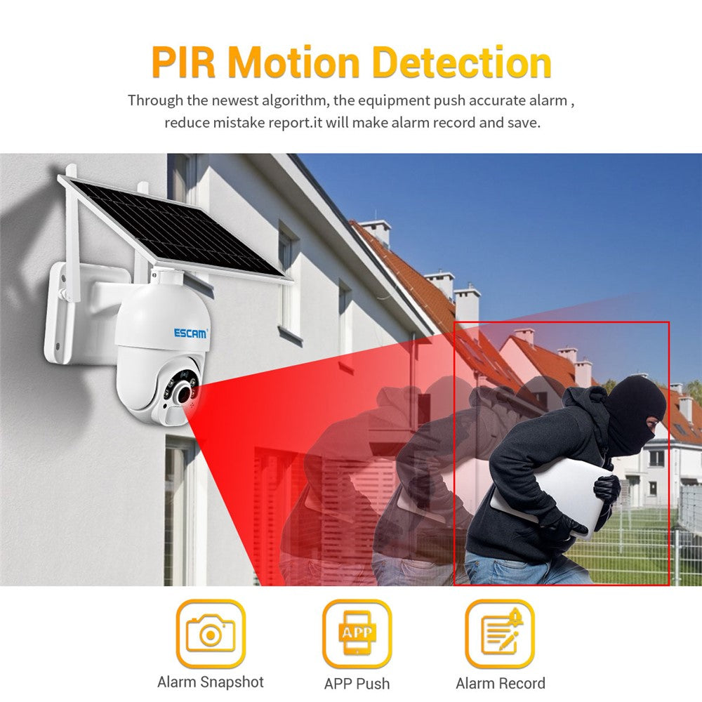 ESCAM QF450 1080P Cloud Storage 4G PIR Alarm Dome Pan/Tilt CCTV IP Camera with Solar Panel