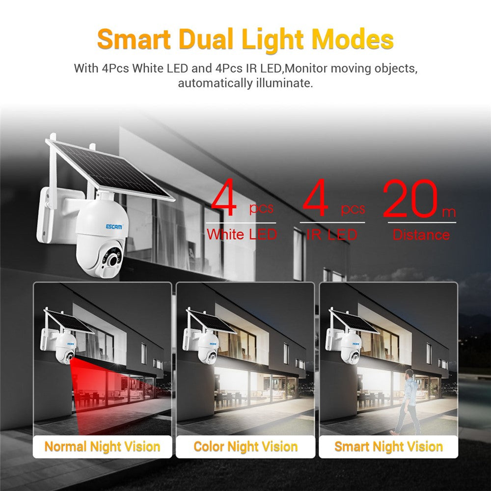 ESCAM QF450 1080P Cloud Storage 4G PIR Alarm Dome Pan/Tilt CCTV IP Camera with Solar Panel