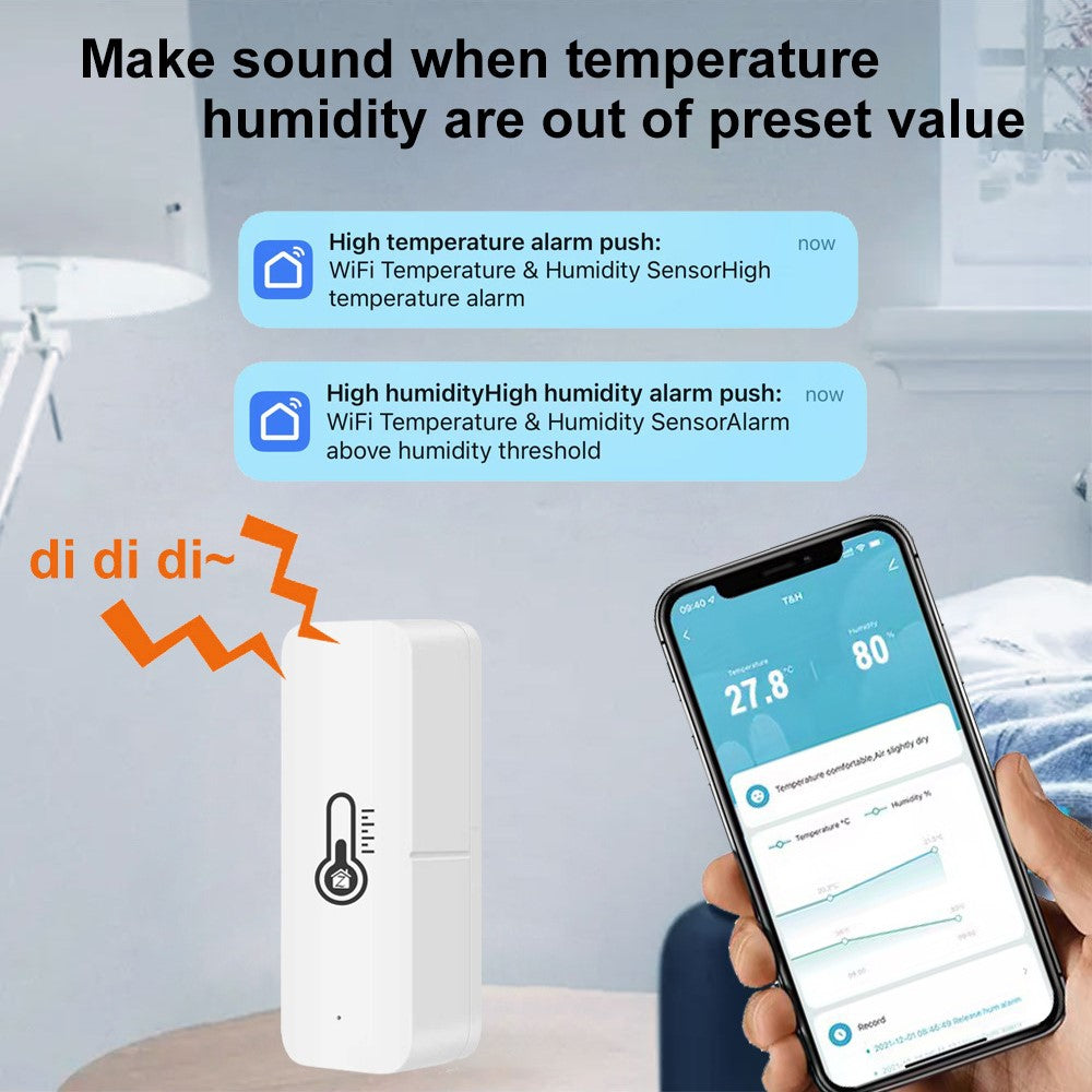 HS07 Zigbee / Wifi Smart Temperature Humidity Sensor Wireless Thermometer Compatible With Alexa Google Home