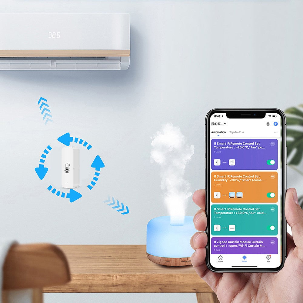 HS07 Zigbee / Wifi Smart Temperature Humidity Sensor Wireless Thermometer Compatible With Alexa Google Home