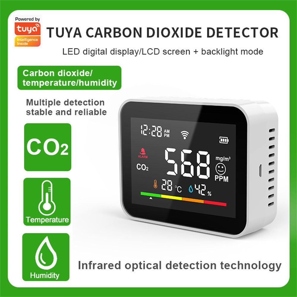 CO2V1 Smart Carbon Dioxide Detector Tuya WiFi Air Quality Monitor Temperature Humidity Sensor