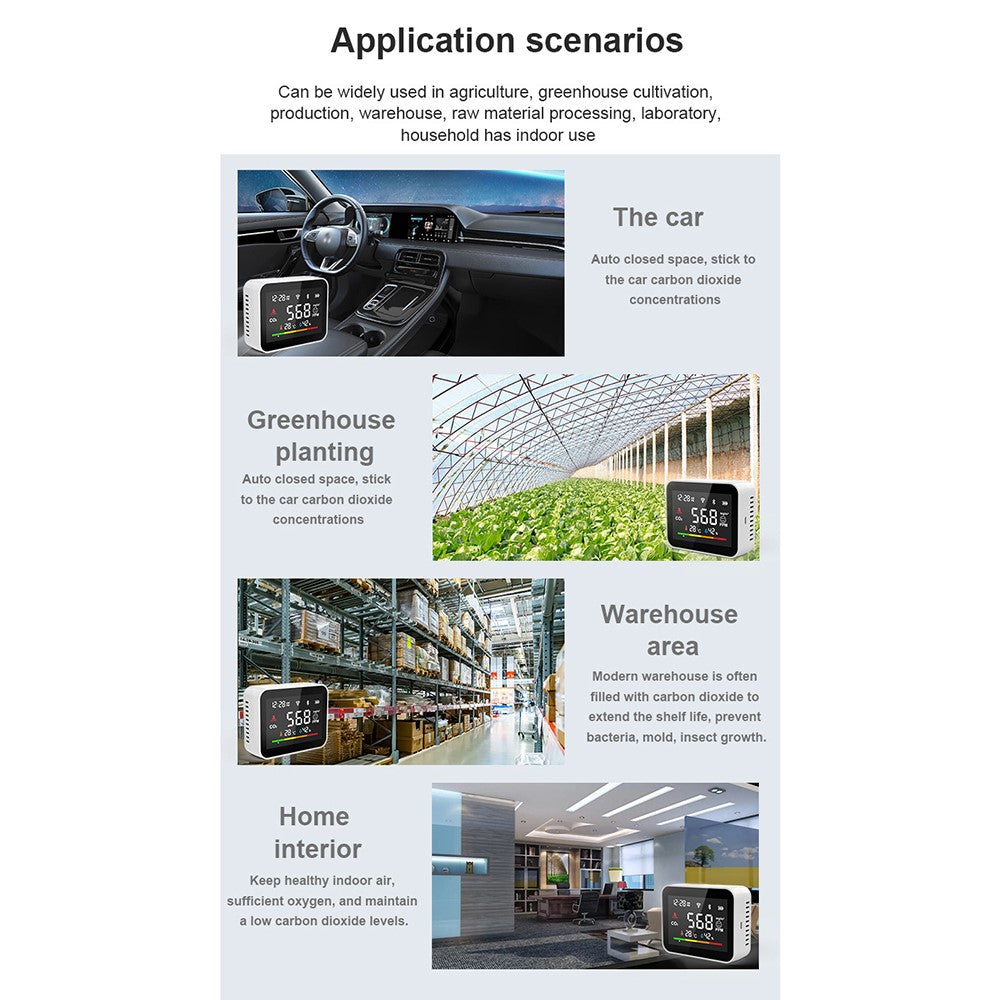 CO2V1 Smart Carbon Dioxide Detector Tuya WiFi Air Quality Monitor Temperature Humidity Sensor