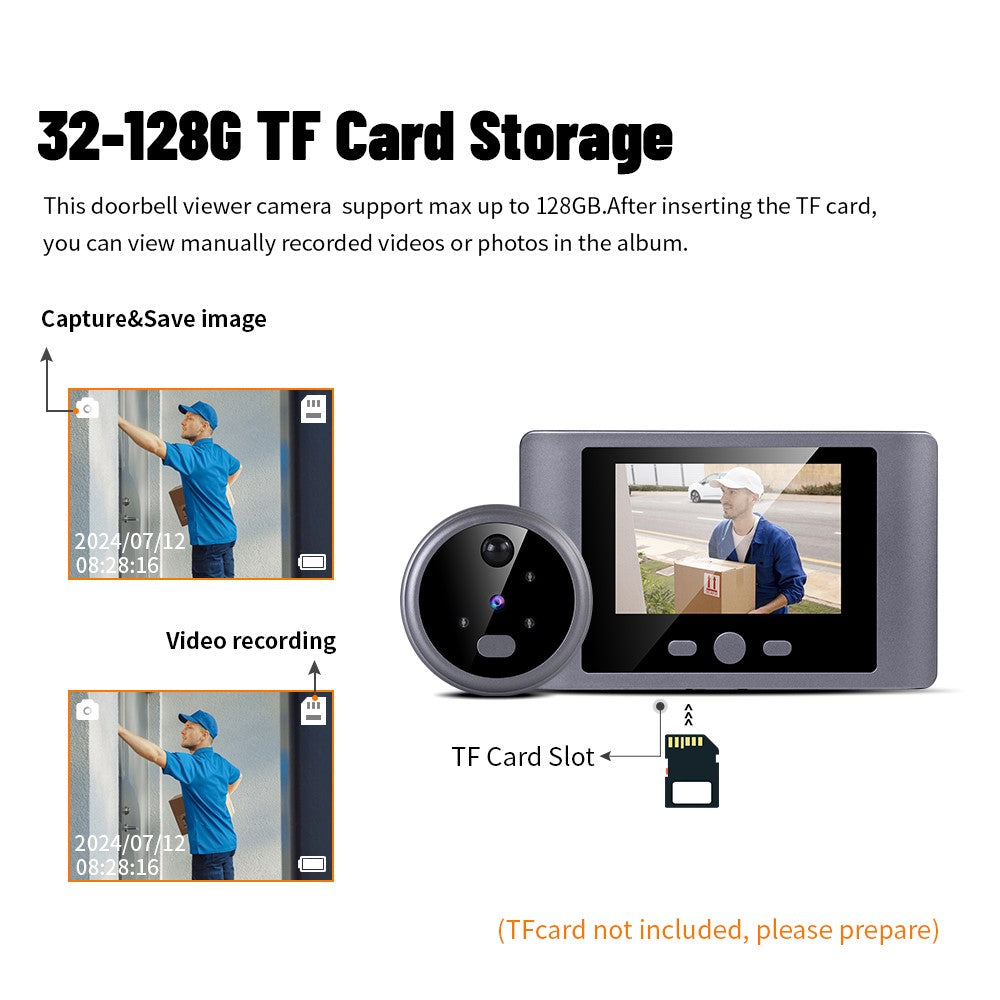 N100 Door Viewer 2.8 Inch Color Display Video Doorbell Night Vision Motion Detection Electronic Peephole Camera