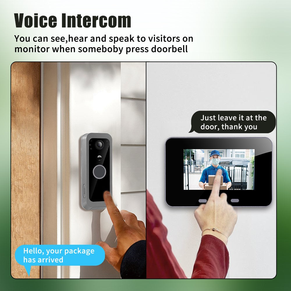 SY-30 2.4G Point to Point 4 Inch Visual Intercom Doorbell PIR Motion Detection Night Vision Wireless Video Door Phone
