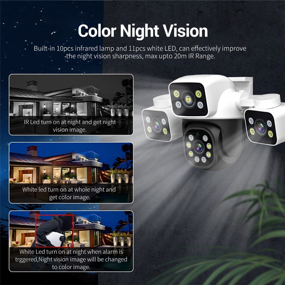 ESCAM PT223 Home Security 3 x 4MP Lens Camera WiFi Motion Detection Alarm Two-Way Audio Camera
