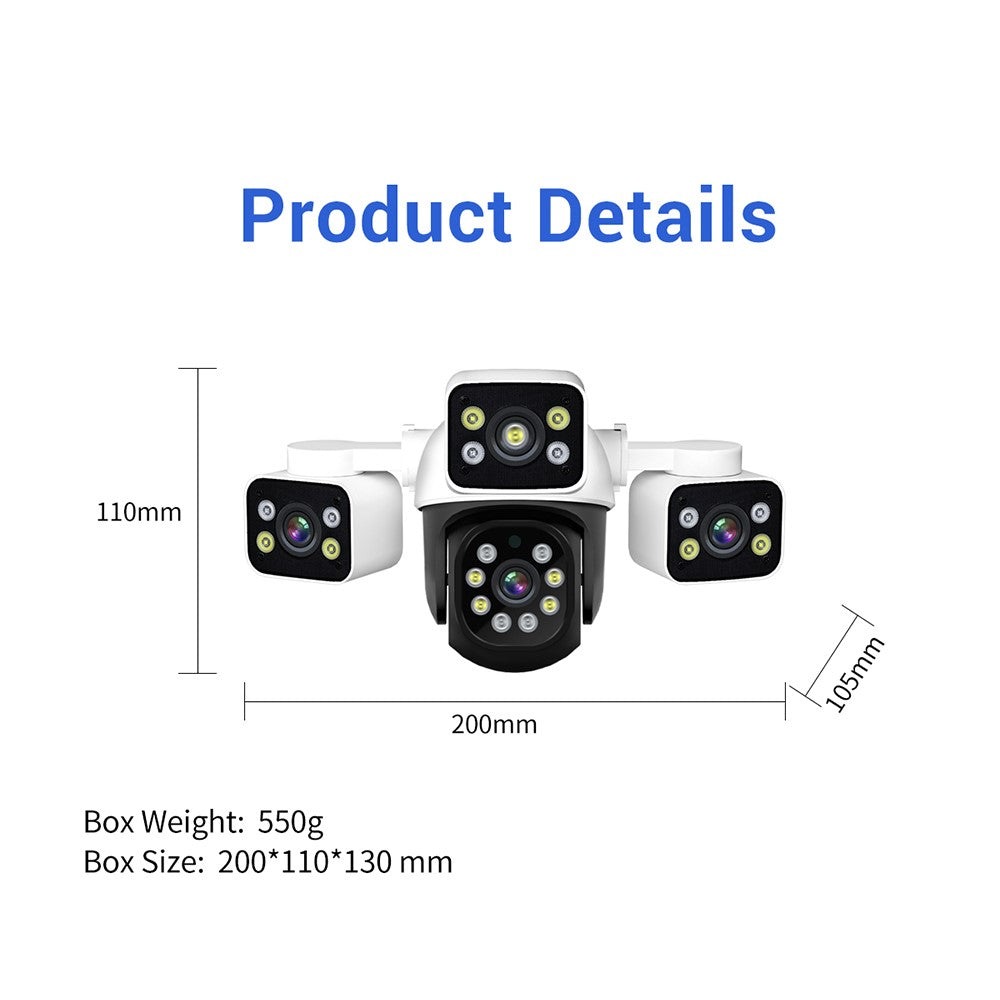 ESCAM PT223 Home Security 3 x 4MP Lens Camera WiFi Motion Detection Alarm Two-Way Audio Camera