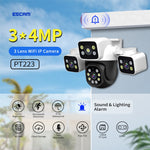 ESCAM PT223 Home Security 3 x 4MP Lens Camera WiFi Motion Detection Alarm Two-Way Audio Camera