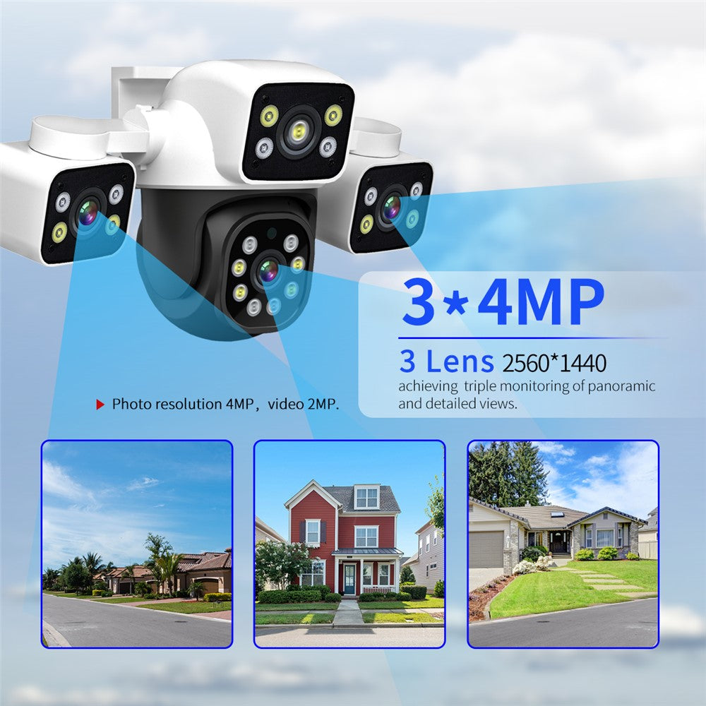 ESCAM PT223 Home Security 3 x 4MP Lens Camera WiFi Motion Detection Alarm Two-Way Audio Camera