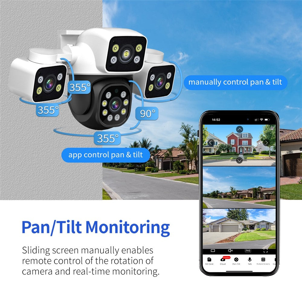 ESCAM PT223 Home Security 3 x 4MP Lens Camera WiFi Motion Detection Alarm Two-Way Audio Camera