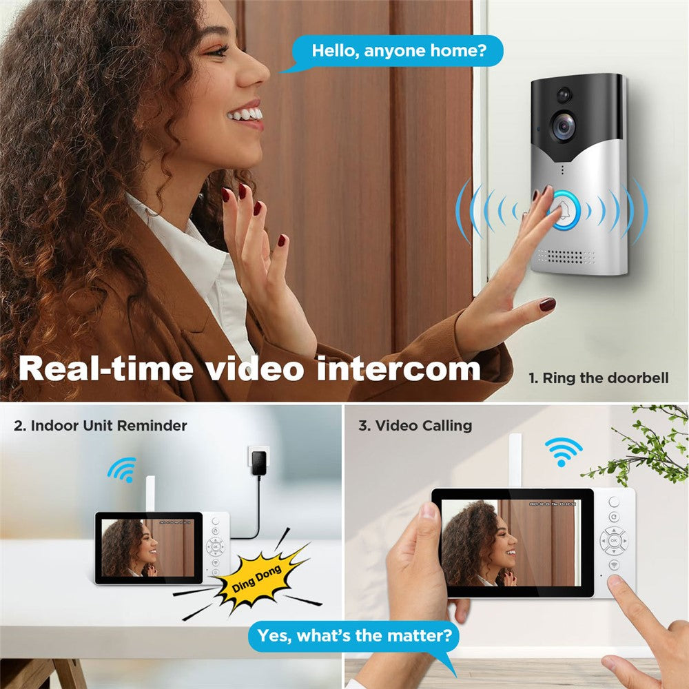 SRIHOME DH051_002_008 Smart Wireless Doorbell Set 4MP HD Indoor Video Intercom Low Power Consumption for Home
