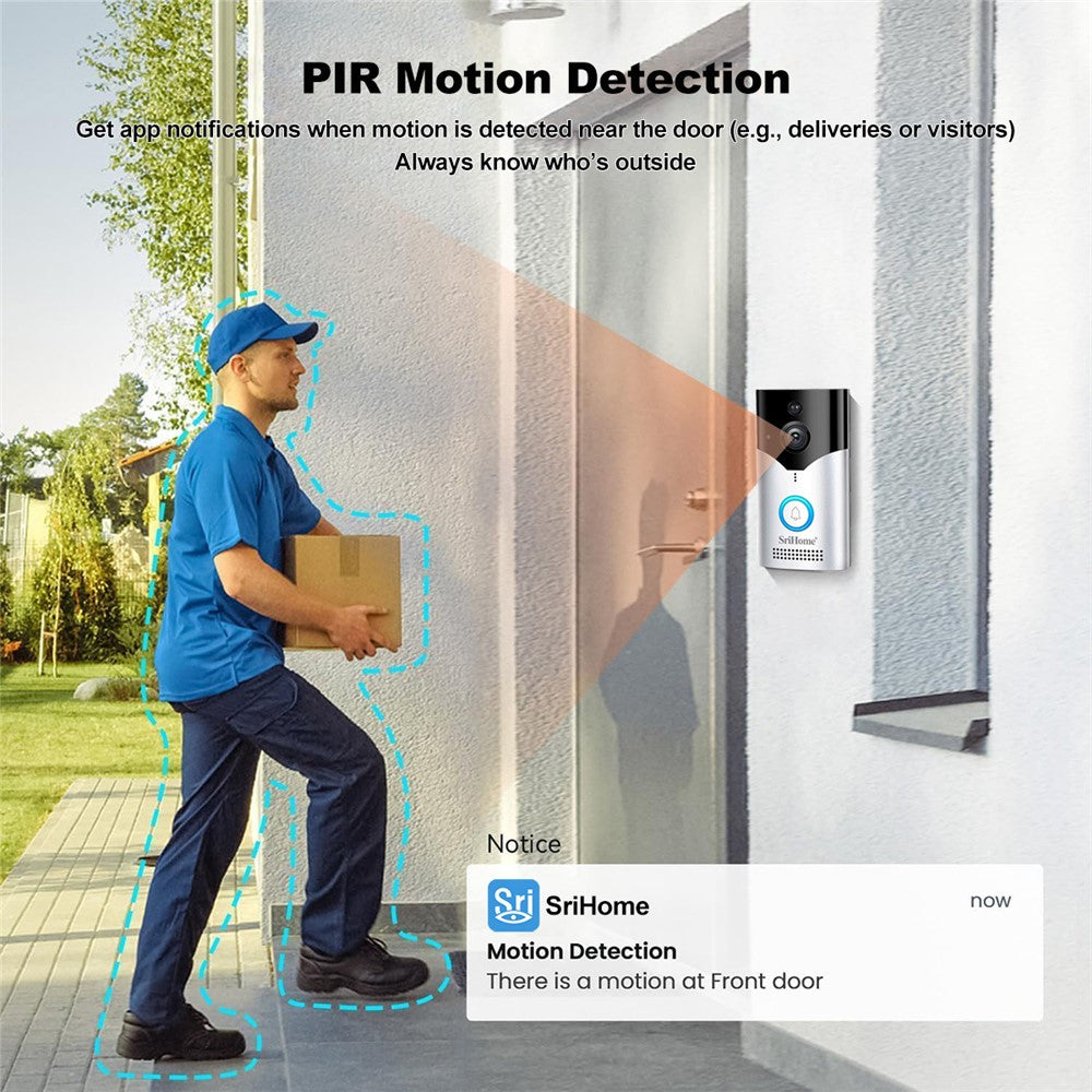 SRIHOME DH051_002_008 Smart Wireless Doorbell Set 4MP HD Indoor Video Intercom Low Power Consumption for Home