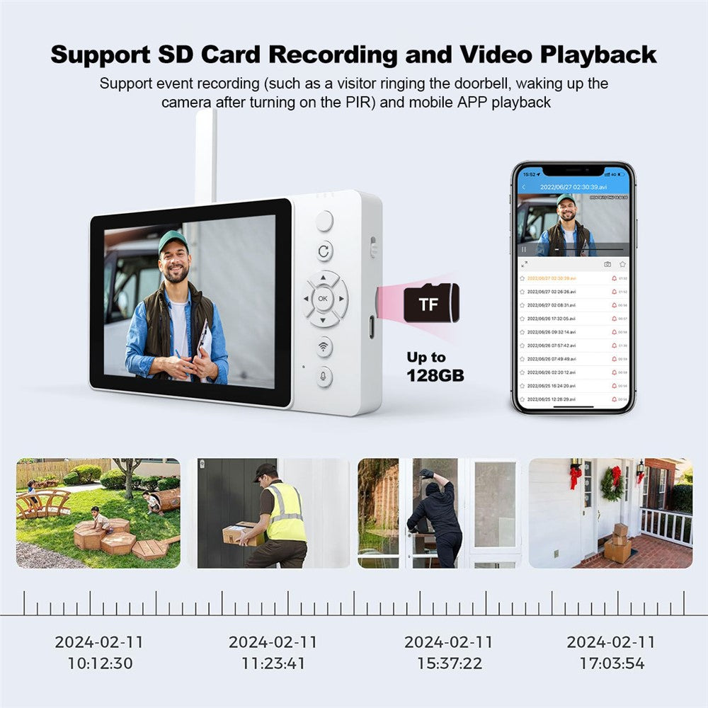 SRIHOME DH051_002_008 Smart Wireless Doorbell Set 4MP HD Indoor Video Intercom Low Power Consumption for Home