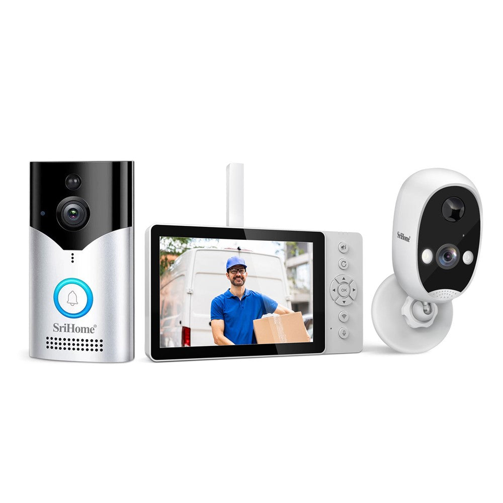 SRIHOME DH051_002_008 Smart Wireless Doorbell Set 4MP HD Indoor Video Intercom Low Power Consumption for Home