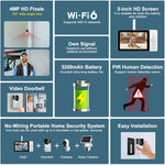 SRIHOME DH051_002_008 Smart Wireless Doorbell Set 4MP HD Indoor Video Intercom Low Power Consumption for Home