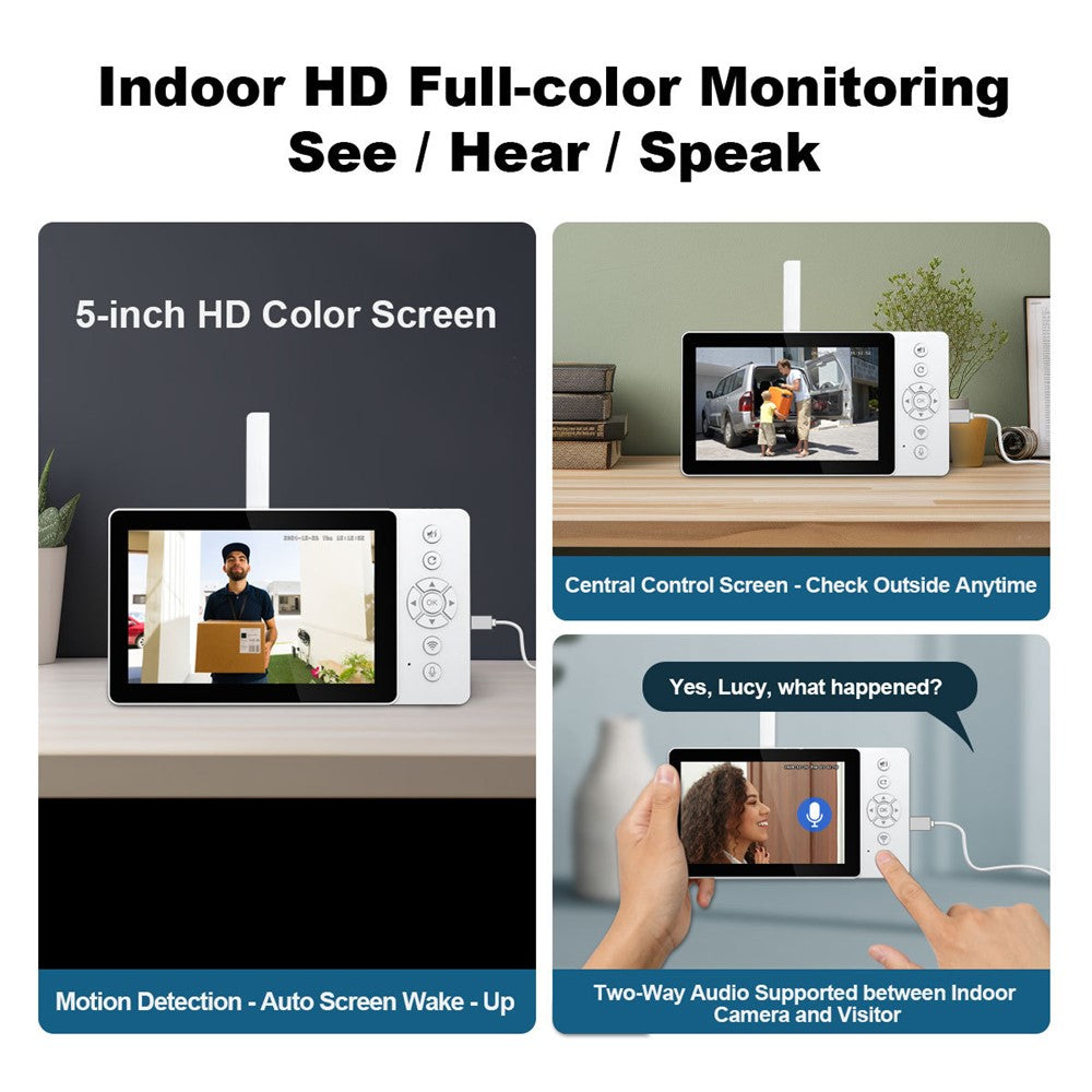 SRIHOME DH051_002_008 Smart Wireless Doorbell Set 4MP HD Indoor Video Intercom Low Power Consumption for Home