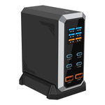 HHW 240W GaN USB-C 6-portars laddningsstation PD-nätadapter med färgdisplay för mobil/bärbar dator/hörlurar