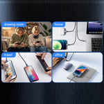 HHW 240W GaN USB-C 6-portars laddningsstation PD-nätadapter med färgdisplay för mobil/bärbar dator/hörlurar