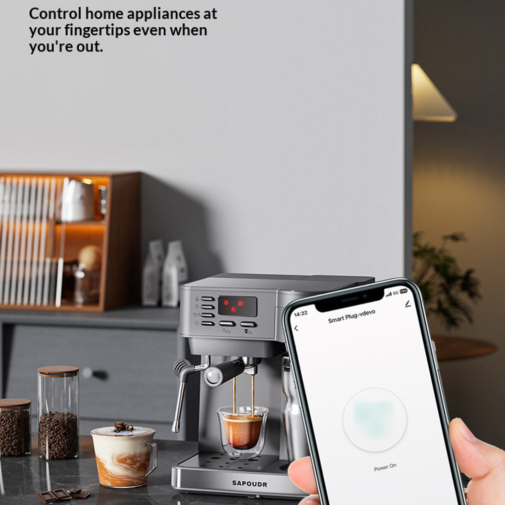 EU WiFi Smart Stikdåse Stemmestyring Hvidevarer Strømforbrugsmåler Tidsindstillet Udgang Virker med Alexa/Google Assistant