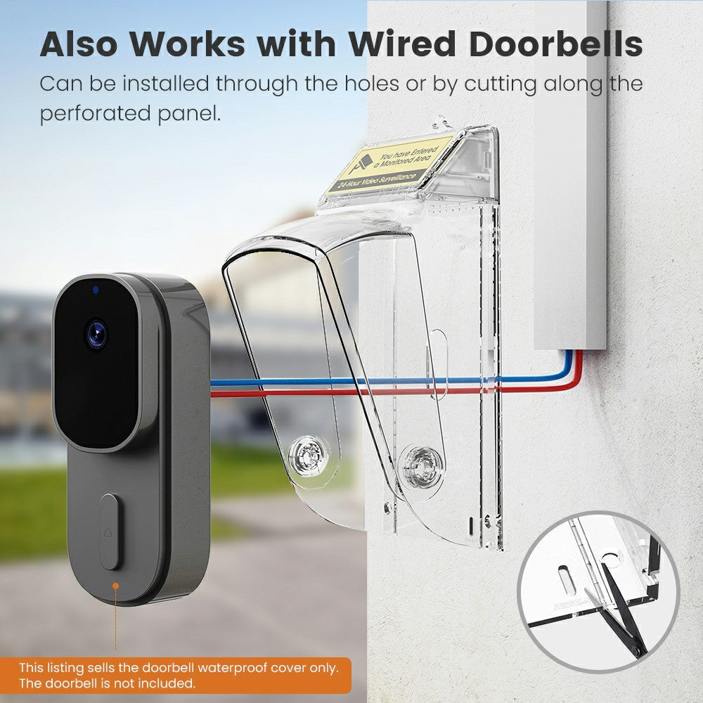 E10 Video Doorbell Waterproof Cover Anti-Theft Mounting Bracket Wireless Ring Button Dustproof Protector Shield for Outdoor Indoor