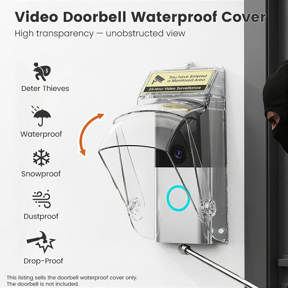 E10 Video Doorbell Waterproof Cover Anti-Theft Mounting Bracket Wireless Ring Button Dustproof Protector Shield for Outdoor Indoor