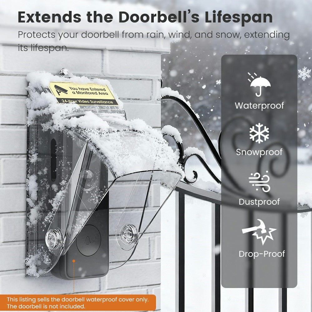 E10 Video Doorbell Waterproof Cover Anti-Theft Mounting Bracket Wireless Ring Button Dustproof Protector Shield for Outdoor Indoor
