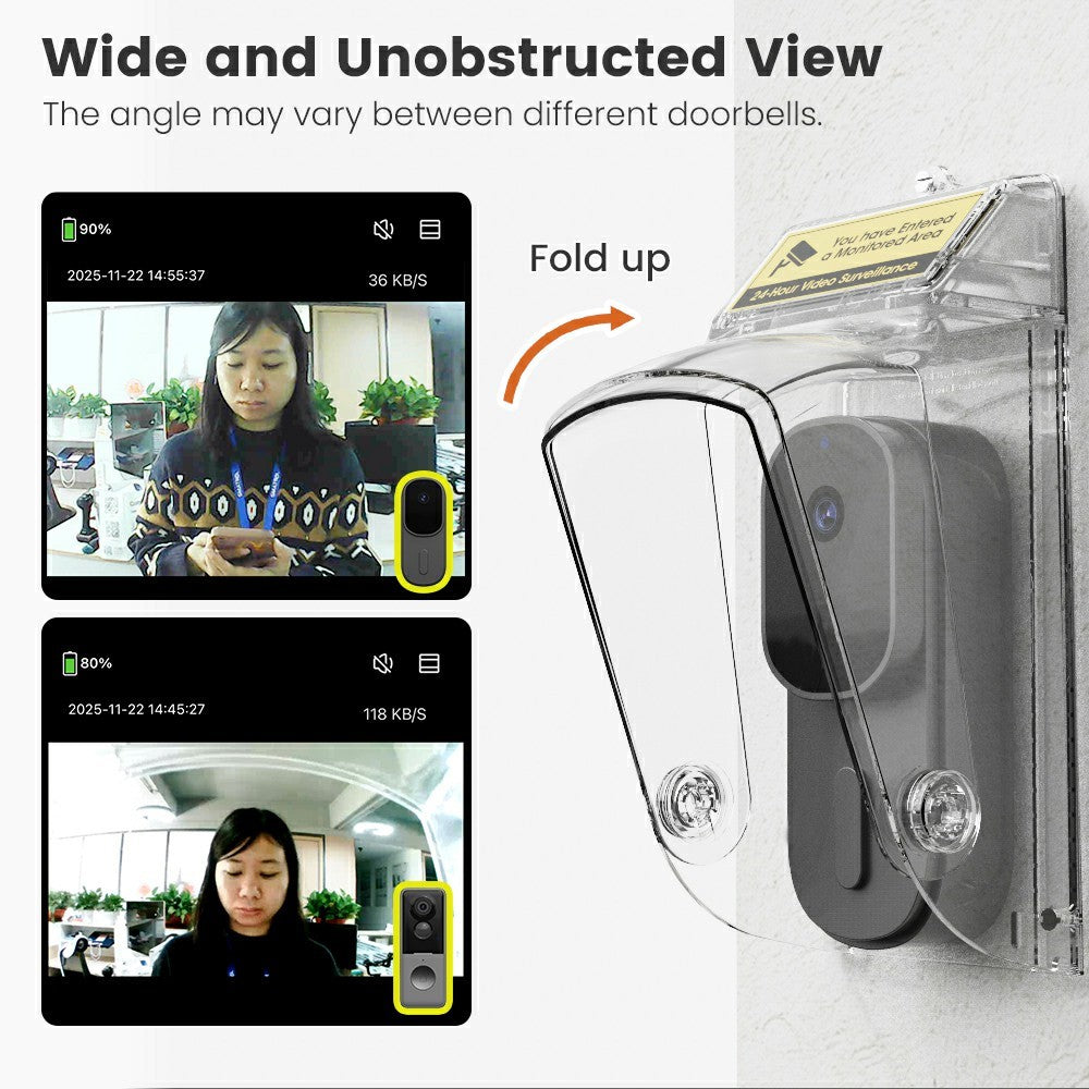 E10 Video Doorbell Waterproof Cover Anti-Theft Mounting Bracket Wireless Ring Button Dustproof Protector Shield for Outdoor Indoor