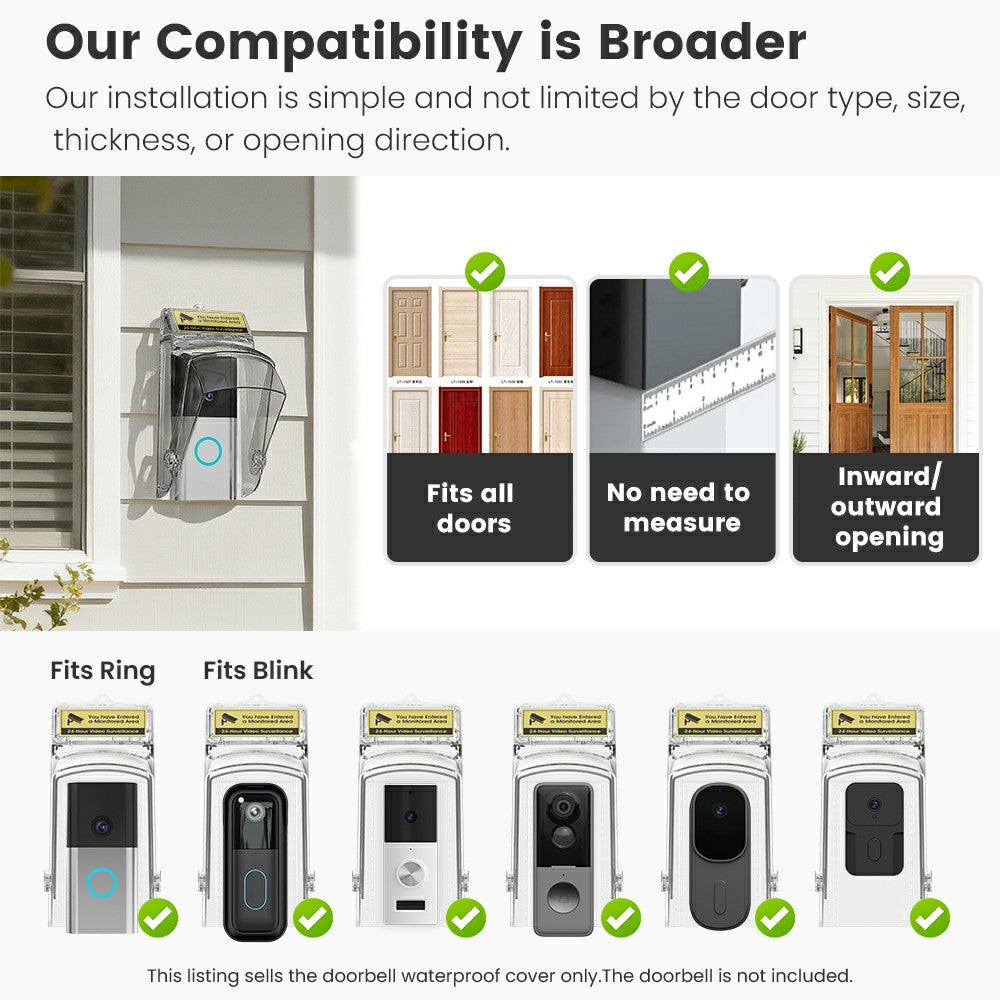 E10 Video Doorbell Waterproof Cover Anti-Theft Mounting Bracket Wireless Ring Button Dustproof Protector Shield for Outdoor Indoor