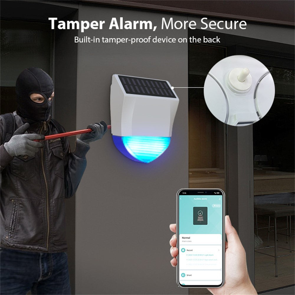 NEO ZigBee NAS-AB06B IPX5 Waterproof Solar Sound and Light Alarm Smart Outdoor Security Sensor with App Control