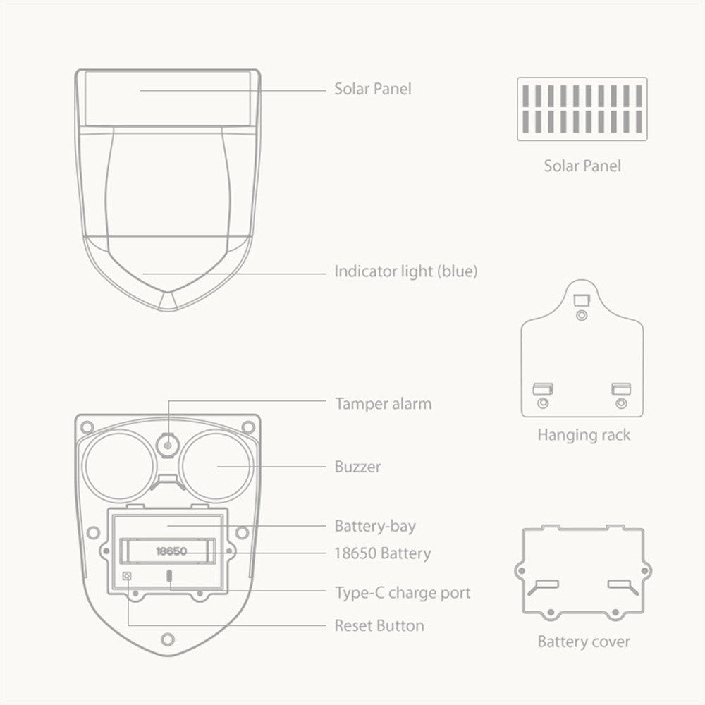 NEO ZigBee NAS-AB06B IPX5 Waterproof Solar Sound and Light Alarm Smart Outdoor Security Sensor with App Control