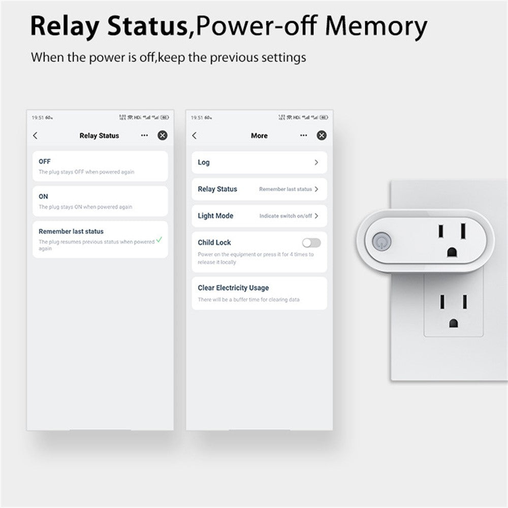 NEO NAS-WR12WM Tuya Matter WiFi Smart Stik 15A US Stik Smart Stikkontakt med Strømmåling til Apple / Google / Amazon