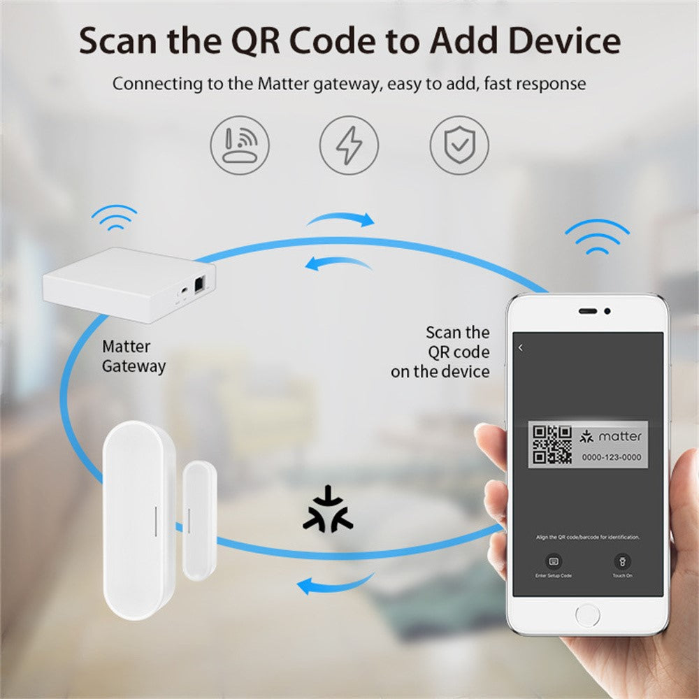 NEO NAS-DS07TM Matter Thread Door Sensor USB Powered Magnetic Smart Home Window Alarm Sensor (without Battery)
