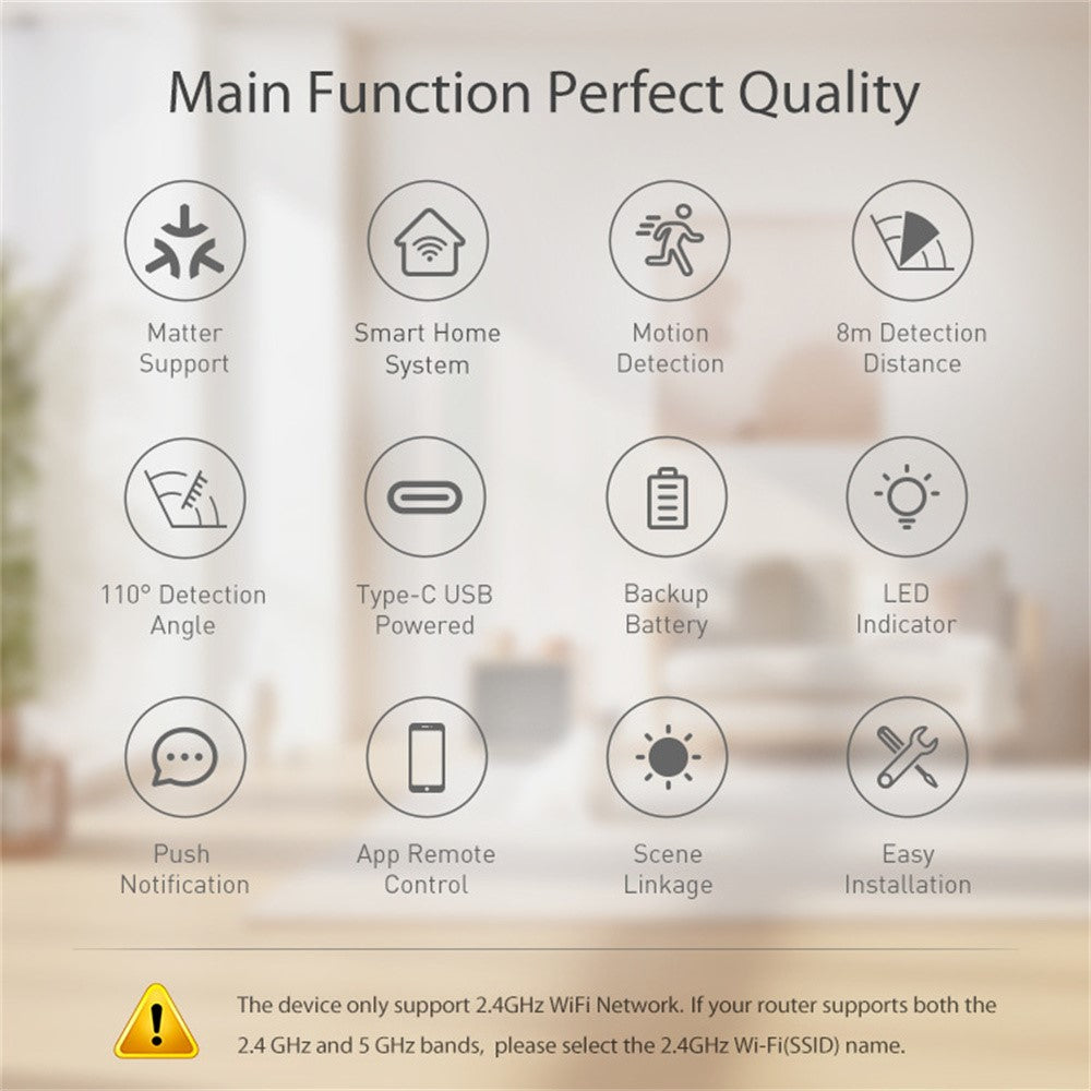 NEO NAS-PD07TM Matter Thread Smart PIR Motion Sensor USB Powered Wireless Human Body Infrared Detector (without Battery)