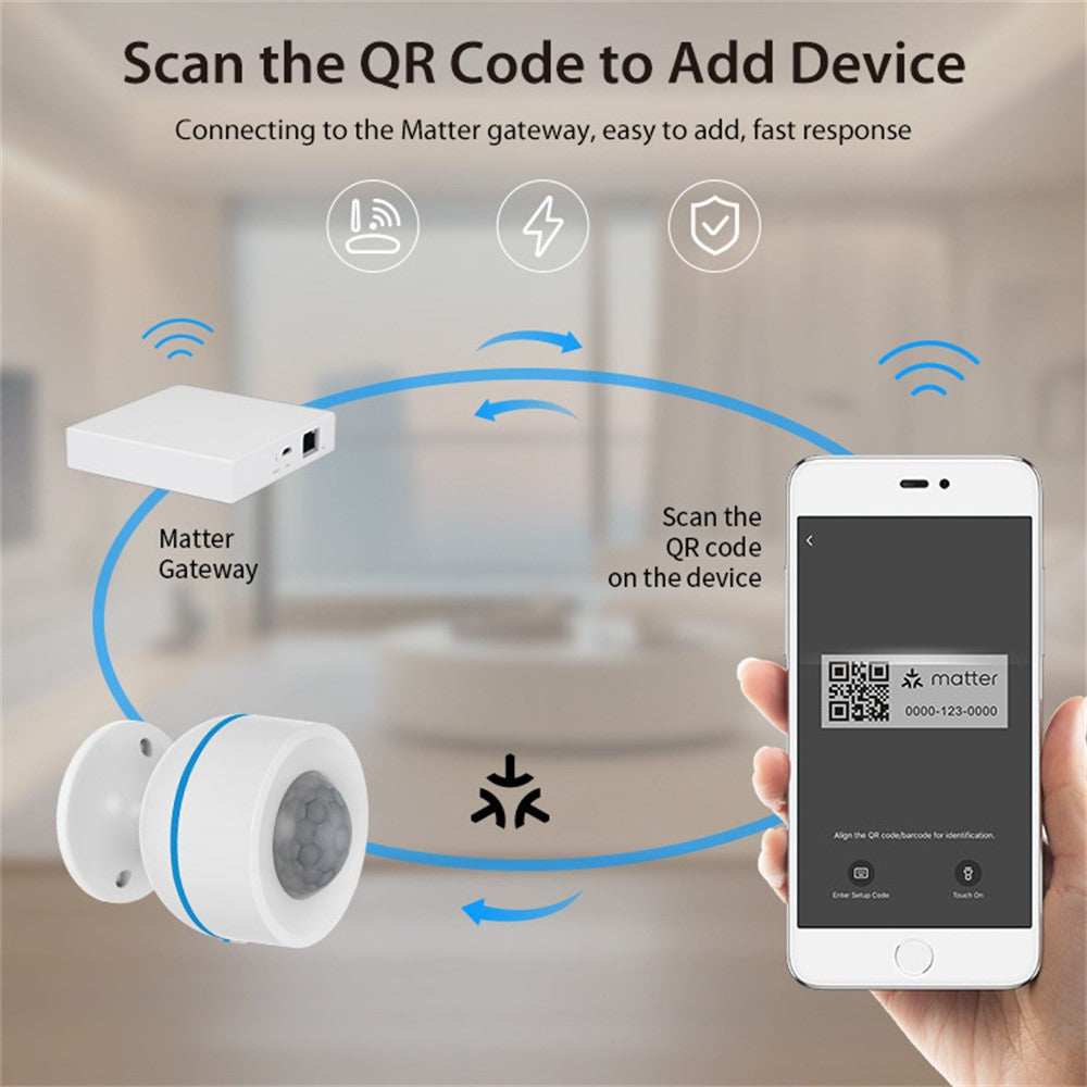 NEO NAS-PD07TM Matter Thread Smart PIR Motion Sensor USB Powered Wireless Human Body Infrared Detector (without Battery)
