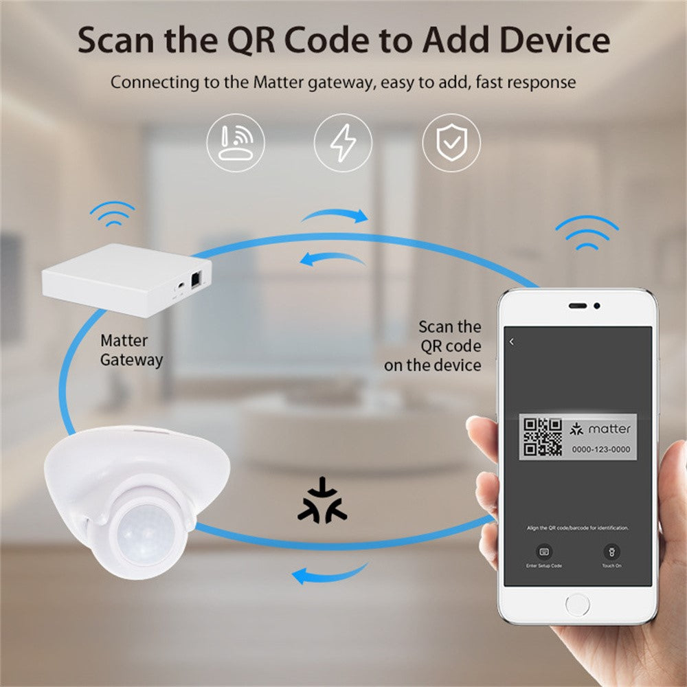 NEO NAS-PD09TM Matter Thread Smart PIR Motion Sensor Infrared Human Detector Works with Apple Home / Google Assistant / Amazon Alexa