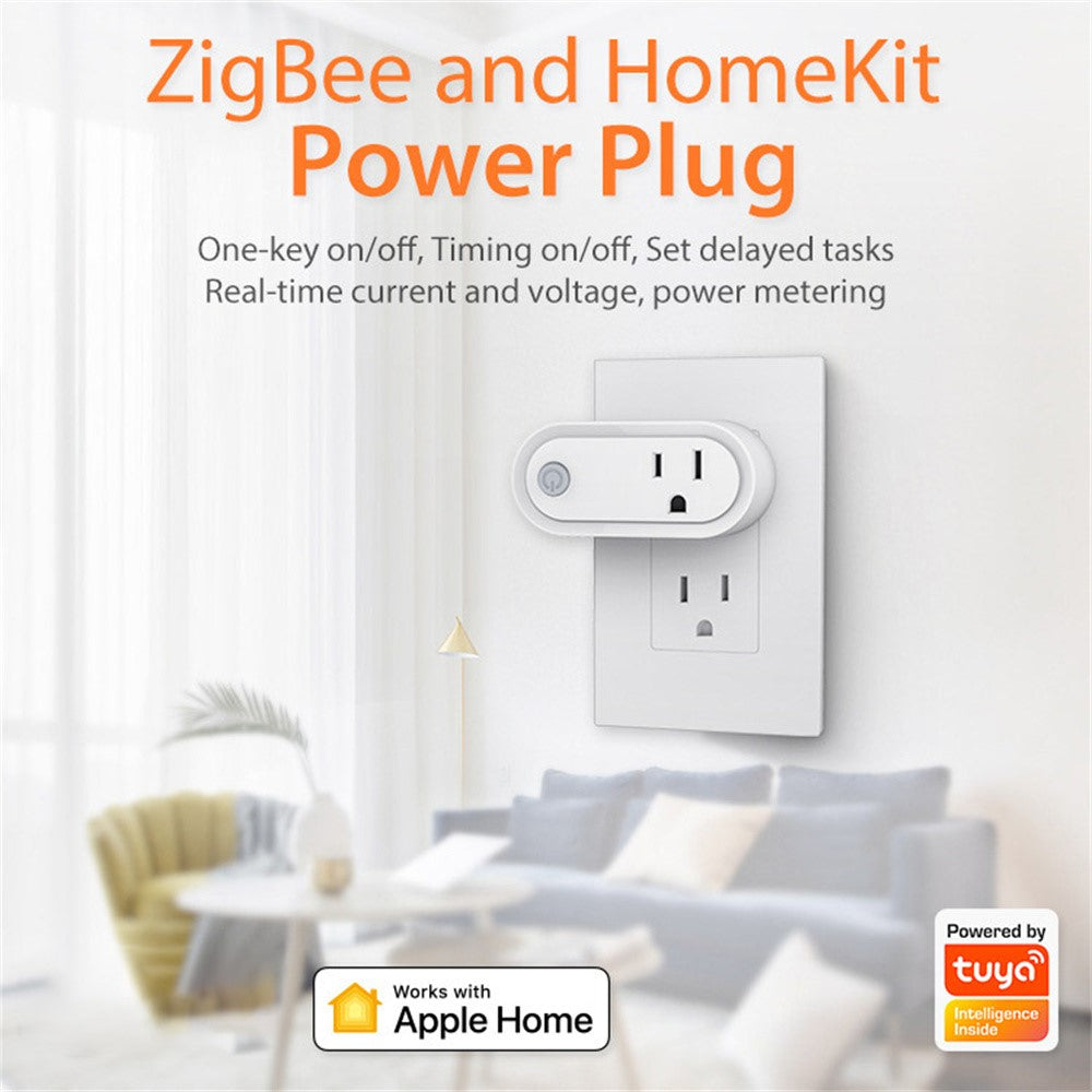 NEO NAS-WR12BH 15A ZigBee 3.0-smartstik med energiovervågning, stikkontakt, fungerer med Apple HomeKit / Google Assistant / Amazon Alexa, US-stik